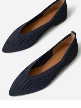 Everlane Navy Blue The 40-Hour Pointed Recycled ReKnit Knit Comfort Flats/Shoe 9